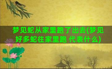 梦见蛇从家里跑了出去(梦见好多蛇往家里跑 代表什么)